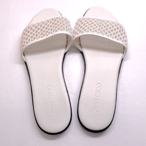(NWOB) JIMMY CHOO sz 40.5 Minea raffia leather slide sandal white (new, no box)